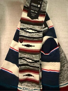 NEW Stance Dwayne Wade Crew Height Men Socks Stripe Navy Grey Red Aztec 4 PK